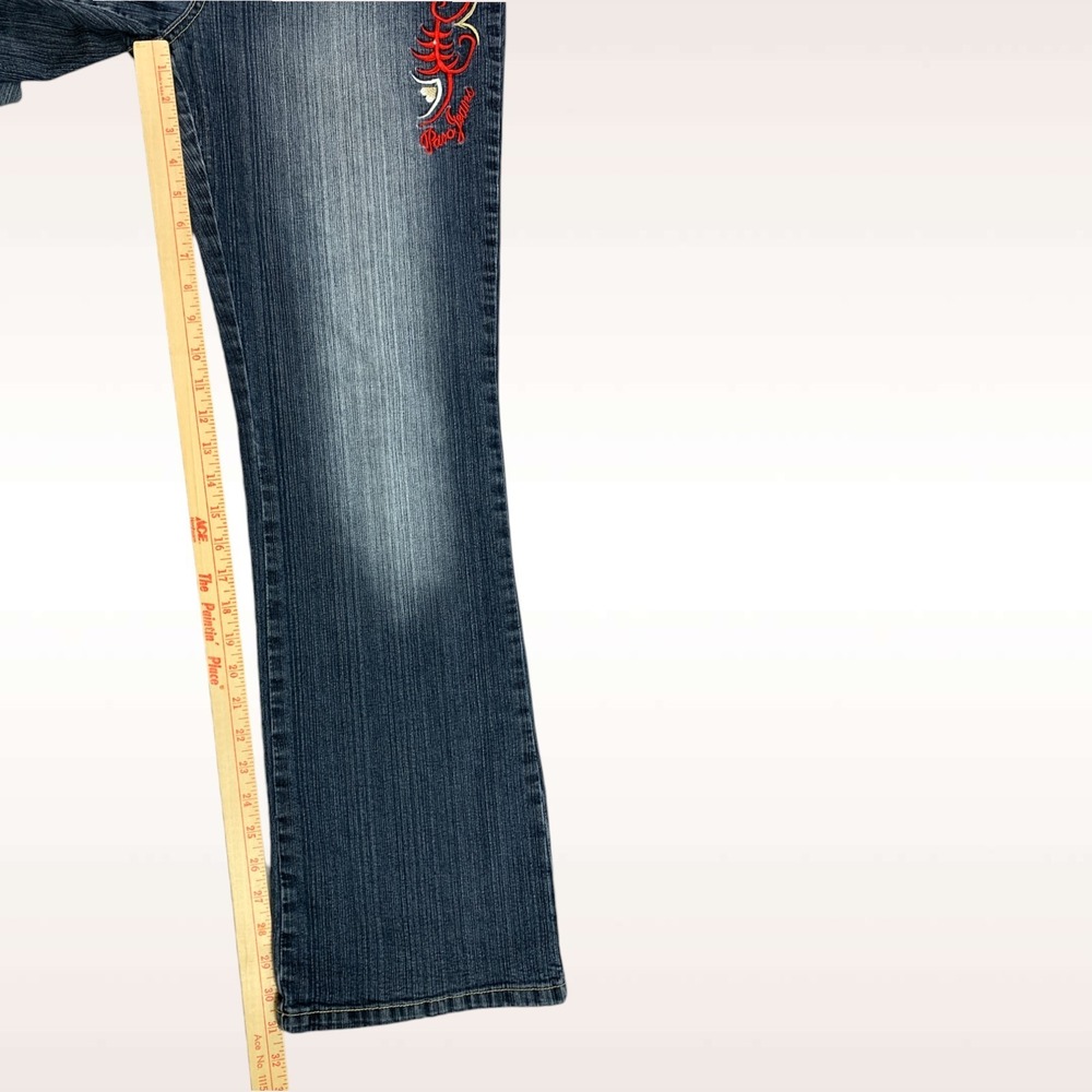 Paco Jeans Womens‎ 33x31 Blue Bootcut Stretch Embroidered Wings Western Y2K - Picture 7 of 15
